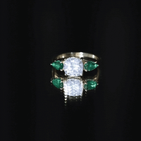 3 CT Moissanite Three Stone Engagement Ring With Emerald
