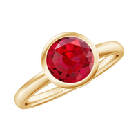 Bezel Set 8 MM Lab Created Ruby Solitaire Engagement Ring