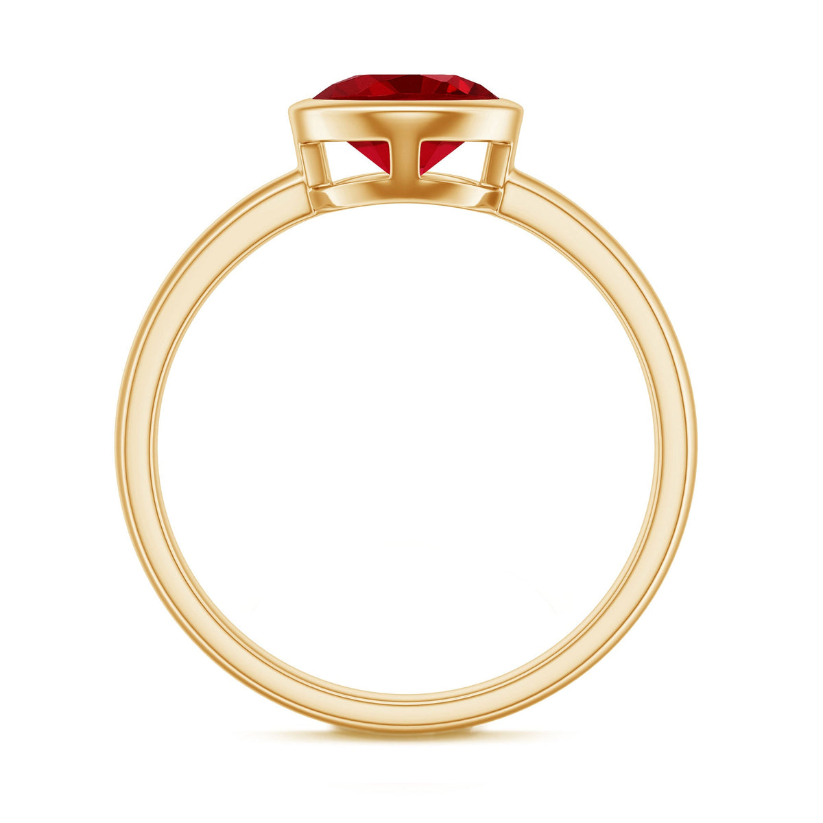 Bezel Set 8 MM Lab Created Ruby Solitaire Engagement Ring