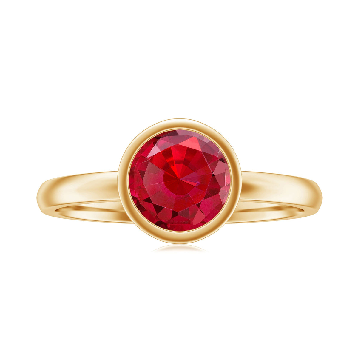 Bezel Set 8 MM Lab Created Ruby Solitaire Engagement Ring
