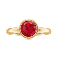 Bezel Set 8 MM Lab Created Ruby Solitaire Engagement Ring