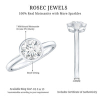 1.3 CT Moissanite Bezel Set Engagement Ring For Women