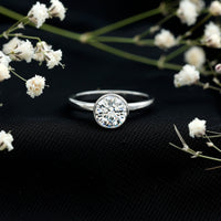 1.3 CT Moissanite Bezel Set Engagement Ring For Women