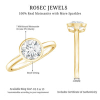 1.3 CT Moissanite Bezel Set Engagement Ring For Women