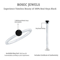 Simple Black Onyx Solitaire Promise Ring for Women