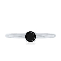 Simple Black Onyx Solitaire Promise Ring for Women