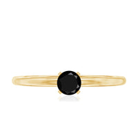 Simple Black Onyx Solitaire Promise Ring for Women