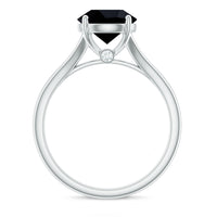 Real 8mm Black Onyx Solitaire Ring with Hidden Moissanite