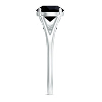 Real 8mm Black Onyx Solitaire Ring with Hidden Moissanite