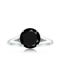 Real 8mm Black Onyx Solitaire Ring with Hidden Moissanite