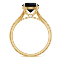 Real 8mm Black Onyx Solitaire Ring with Hidden Moissanite