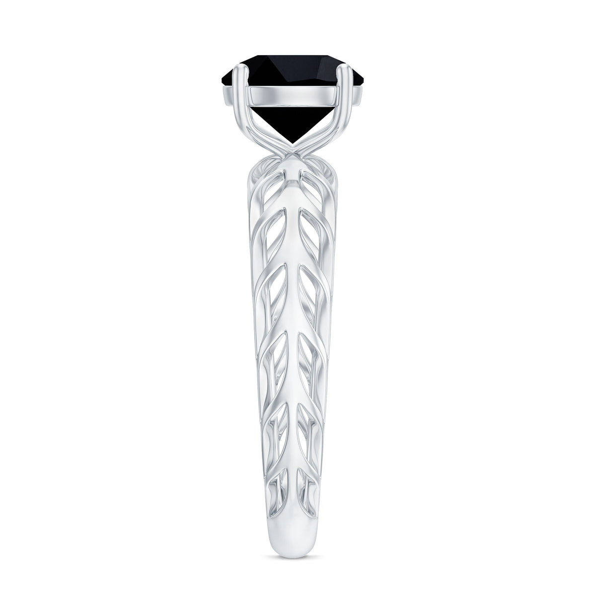Natural 2.6 carat black spinel solitaire engagement ring for women by Rosec Jewels, featuring a sleek, elegant design.