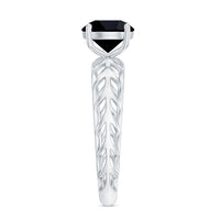 Natural 2.6 carat black spinel solitaire engagement ring for women by Rosec Jewels, featuring a sleek, elegant design.