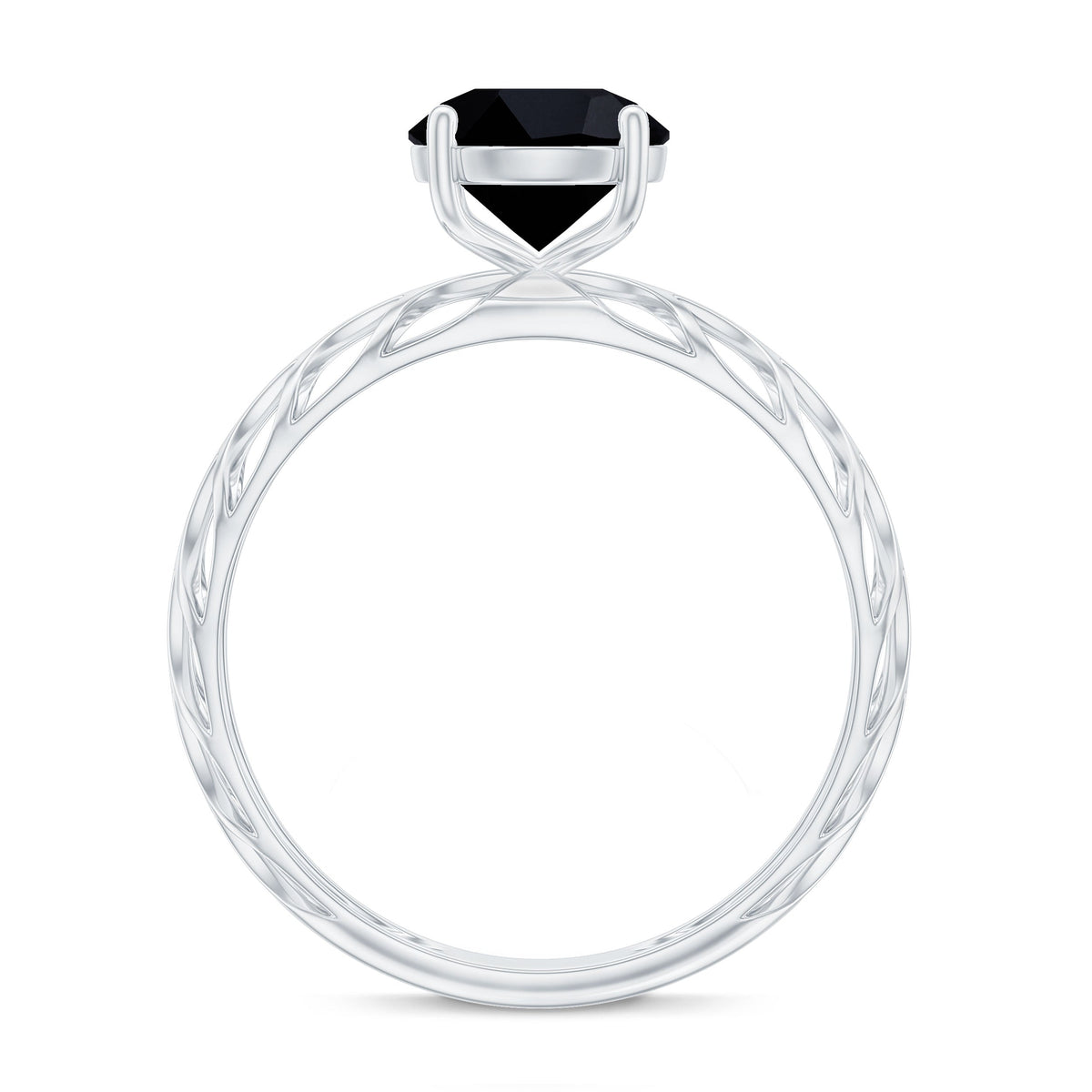 Natural 2.6 carat black spinel solitaire engagement ring for women by Rosec Jewels, featuring a striking black gemstone on a sleek band.