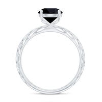 Natural 2.6 carat black spinel solitaire engagement ring for women by Rosec Jewels, featuring a striking black gemstone on a sleek band.