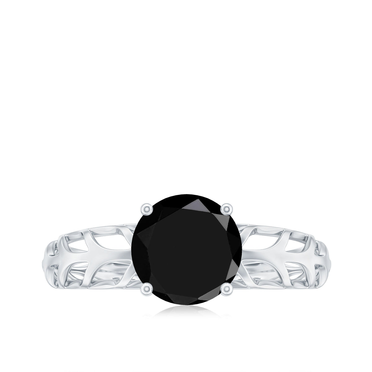 Natural 2.6 carat black spinel solitaire engagement ring for women by Rosec Jewels, featuring a sleek, elegant design.