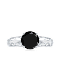 Natural 2.6 carat black spinel solitaire engagement ring for women by Rosec Jewels, featuring a sleek, elegant design.