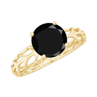 Natural 2.6 carat black spinel solitaire engagement ring for women by Rosec Jewels, showcasing the elegant black gemstone setting.
