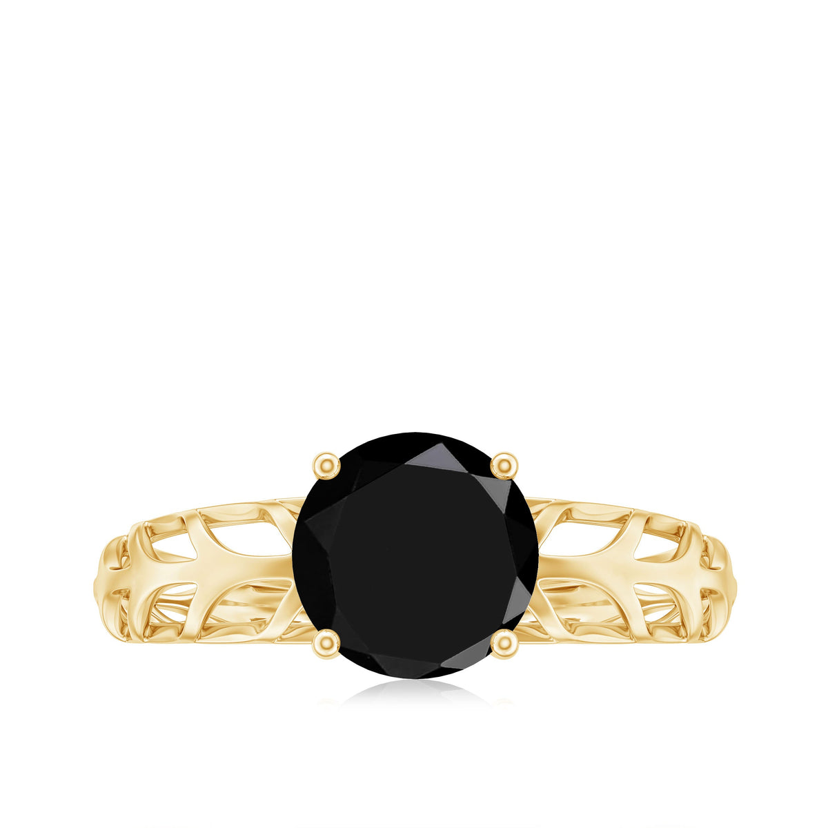 Natural 2.6 carat black spinel solitaire engagement ring for women by Rosec Jewels, featuring a striking black gemstone on a sleek band.