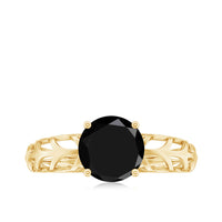Natural 2.6 carat black spinel solitaire engagement ring for women by Rosec Jewels, featuring a striking black gemstone on a sleek band.