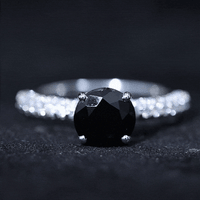 2 Carat Solitaire Black Onyx Engagement Ring with Moissanite