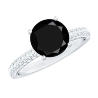 2 Carat Solitaire Black Onyx Engagement Ring with Moissanite