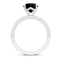 2 Carat Solitaire Black Onyx Engagement Ring with Moissanite