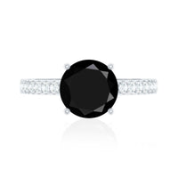 2 Carat Solitaire Black Onyx Engagement Ring with Moissanite