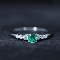 Round Lab Grown Emerald Diamond Promise Ring by Rosec Jewels featuring a sparkling emerald and diamond accents with certificate.