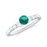 Rosec Jewels round lab-grown emerald diamond promise ring with certificate, featuring a polished band and sparkling gemstones.