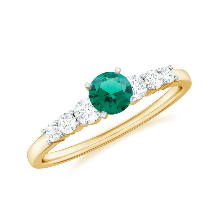 Round lab-grown emerald diamond promise ring from Rosec Jewels, featuring a sparkling stone and elegant band with certificate.