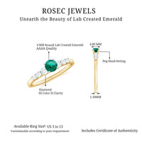 Round lab-grown emerald diamond promise ring with certification from Rosec Jewels, showcasing a sparkling gemstone design.