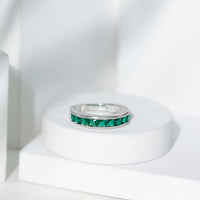 Princess Cut Lab Created Emerald Half Eternity Band