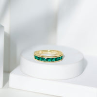Princess Cut Lab Created Emerald Half Eternity Band