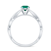 Certified lab-grown emerald crossover ring with diamonds, featuring a sleek design and rose gold finish, by Rosec Jewels.