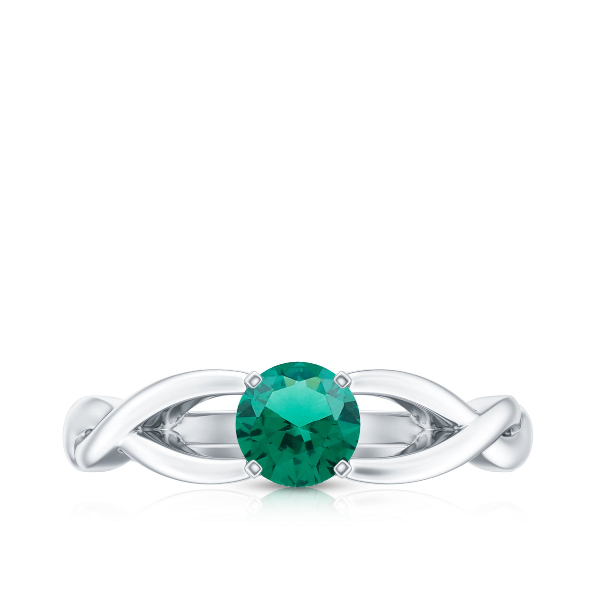 Certified lab-grown emerald crossover ring with diamonds from Rosec Jewels, featuring vibrant green emeralds and sparkling diamonds.