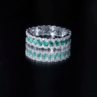 Certified Baguette Lab Grown Emerald Braided Wedding Band with Moissanite