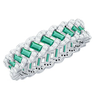 Certified Baguette Lab Grown Emerald Braided Wedding Band with Moissanite