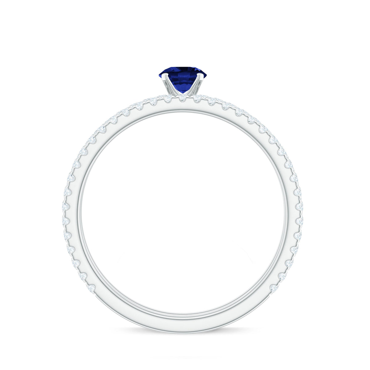 Certified 0.6 Carat Lab Grown Blue Sapphire Engagement Ring Set with Diamond