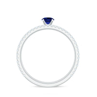 Certified 0.6 Carat Lab Grown Blue Sapphire Engagement Ring Set with Diamond