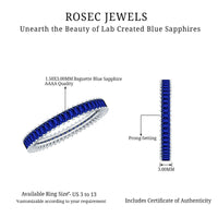 Certified Lab Grown Blue Sapphire Baguette Eternity Band Ring