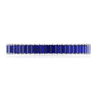 Certified Lab Grown Blue Sapphire Baguette Eternity Band Ring