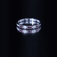 Pink Tourmaline and Diamond Stackable Ring in Bezel Setting