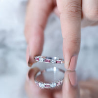 Pink Tourmaline and Diamond Stackable Ring in Bezel Setting
