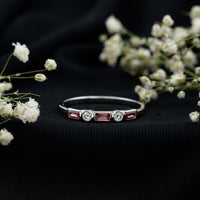 Pink Tourmaline and Diamond Stackable Ring in Bezel Setting