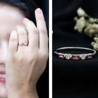 Pink Tourmaline and Diamond Stackable Ring in Bezel Setting