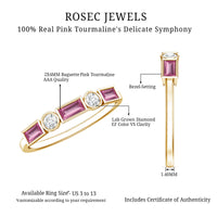 Pink Tourmaline and Diamond Stackable Ring in Bezel Setting