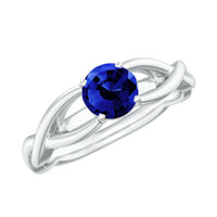 Certified 0.6 Carat lab-grown blue sapphire promise ring with a surprise diamond, featuring a sleek band from Rosec Jewels.