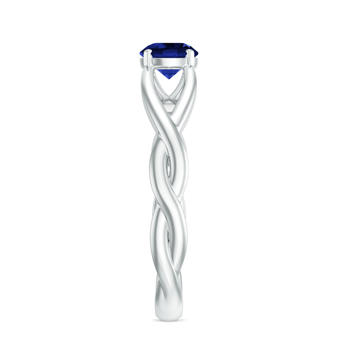 Certified 0.6 carat lab-grown blue sapphire promise ring with a surprise diamond, featuring a delicate gold band and elegant design.