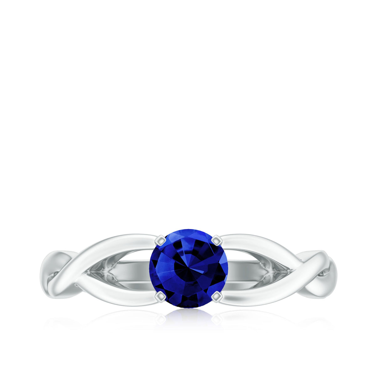 Lab-grown blue sapphire promise ring with a surprise diamond, featuring a 0.6-carat stone set in a rose gold band.